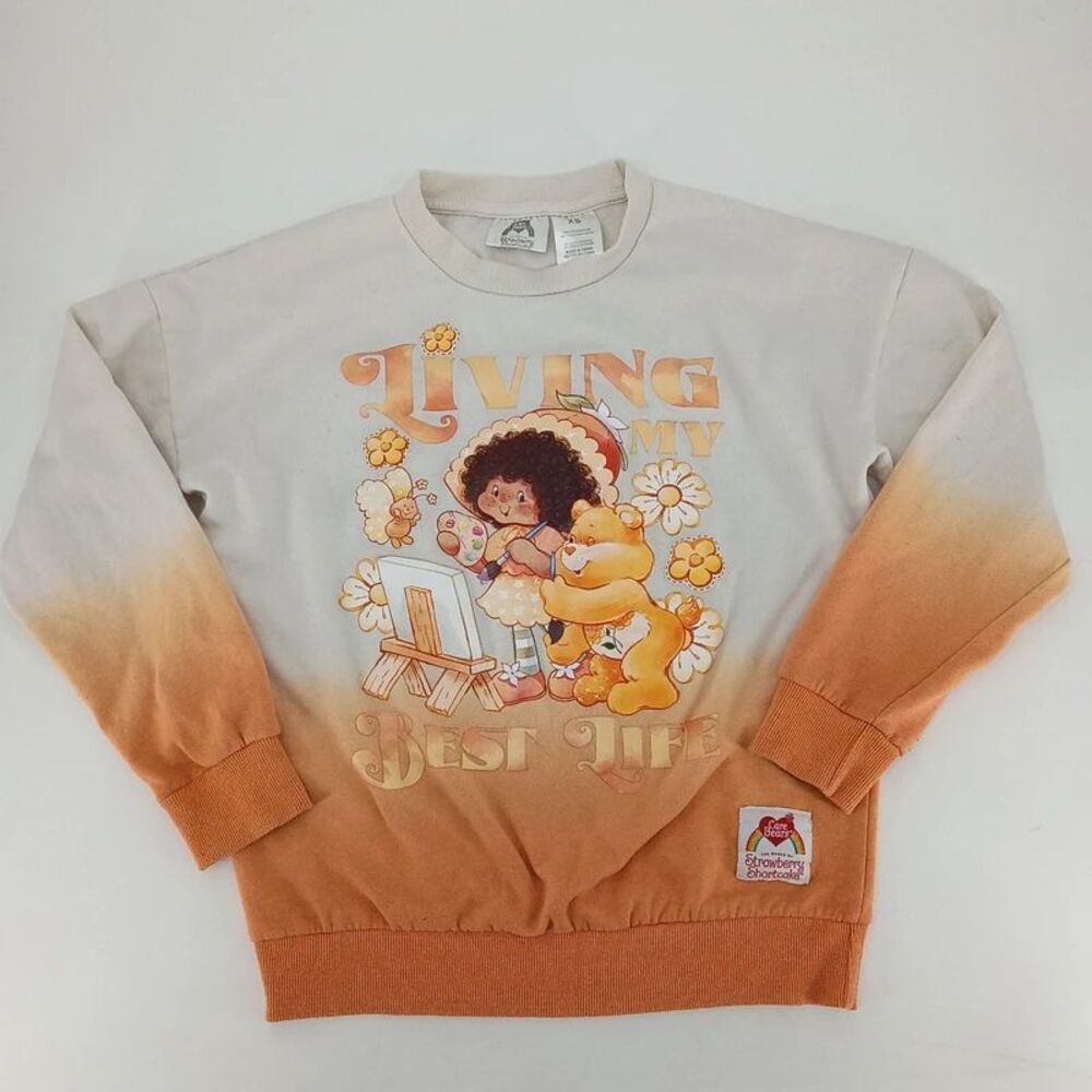 Strawberry Shortcake x Care Bears Living My Best Life Ombre Sweatshirt XS Y2K
